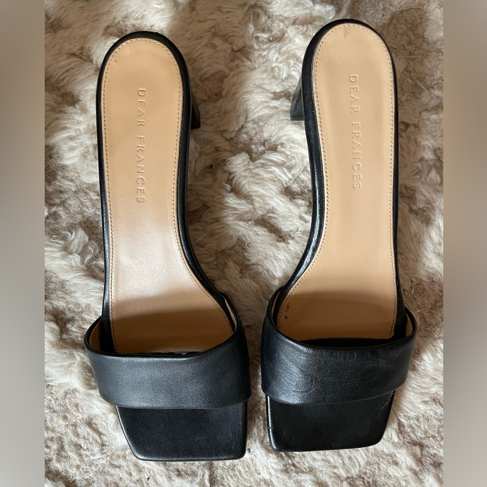 Dear Frances Black Leather Heels